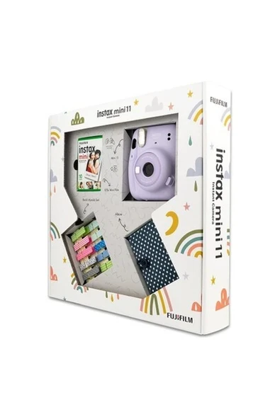 Fujifilm Instax Mini 11 Akordiyon Albüm ve Mandallı Lila Box ürün görseli 1