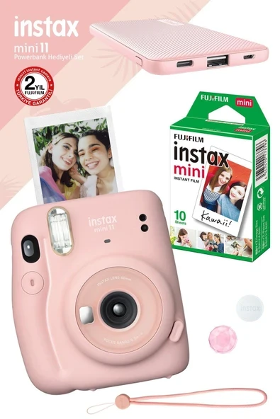 Instax Mini 11 Pembe Fotoğraf Makinesi 10'lu Film Pembe Powerbank Hediyeli ürün görseli 1
