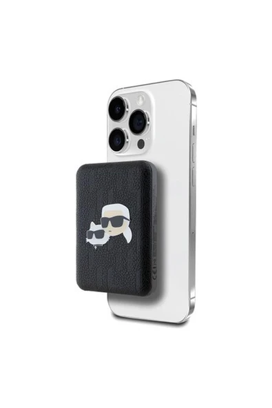 Karl Lagerfeld Lisanslı M-Safe Özellikli Powerbank LED Işık Göstergeli Metal Logolu 5000MAH Siyah ürün görseli 1