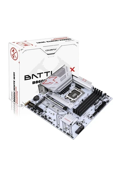 BATTLE-AX B860M-WHITE WIFI V20 DDR5 7600Mhz mATX Gaming (Oyuncu) Anakart ürün görseli 1