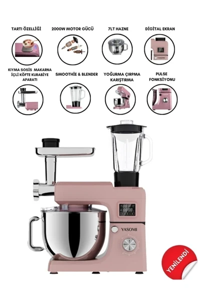 Sm 1511bml Led Ekranlı Kıyma Çekme Aparatlı Blender Stand Mikser Mutfak Şefi ürün görseli 1