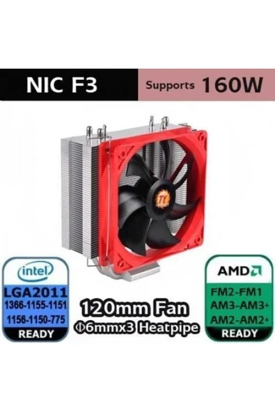 NIC F3 AM3/1151P Siyah İşlemci Hava Soğutucu ürün görseli 1