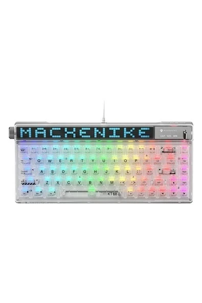 Machenike KT68 Kablolu Crystal Tactile Switch LCD Rgb Beyaz Ingilizce Gaming Klavye ürün görseli 1
