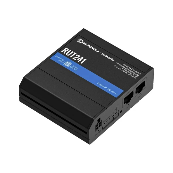 RUT241 (AB) 4G LTE Yönlendirici Teltonika RUT241, Hücresel, W126926282 (Teltonika RUT241, Hücresel Ağ Yönlendiricisi, Siyah, Alüminyum, Plastik, DIN Rayı, Endüstriyel... ürün görseli 1