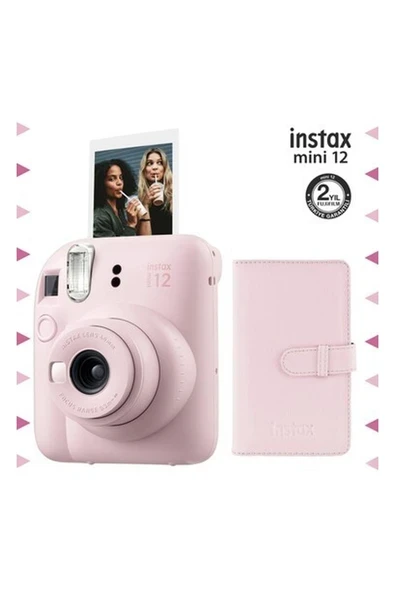 Fujifilm Instax Mini 12 Pembe Fotoğraf Makinesi ve 96'lı Laporta Albüm Seti ürün görseli 1