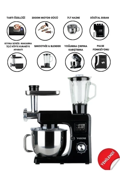 Sm 1511bml Led Ekranlı Kıyma Çekme Aparatlı Blender Stand Mikser Mutfak Şefi ürün görseli 1
