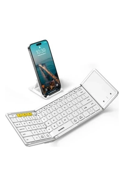 Samsers Touchpadli Katlanabilir Bluetooth Klavye Vibrant Silver ürün görseli 1