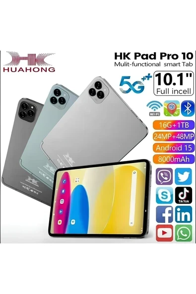 HK Pad Pro 10 Tablet 10.1İnç 4GBRAM 32GB DEPOLAMA 1TB YÜKSELTILEBILIR 5G Android 8000mAh ürün görseli 1