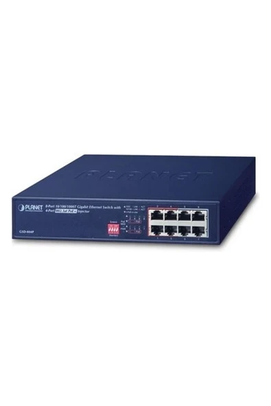 Planet 8 Port 10/100/1000Mbps Ethernet Switch (İlk 4 Port 802.3Af Poe Özelliğine Sahip). 55 W Poe Bütçesi ürün görseli 1