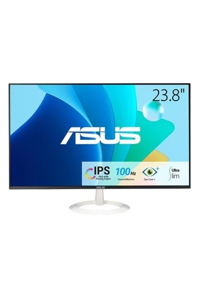 Asus VZ24EHF-W 23.8 IPS Freesync Beyaz 1920X1080 1ms 100Hz 250CD HDMI Vesa LCD Monitör ürün görseli 1