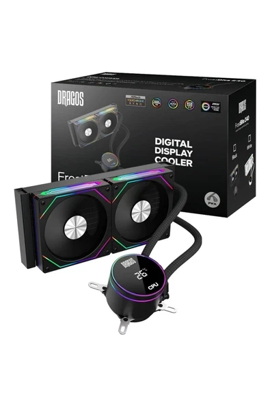 FrostBite 240 Intel-AMD 240MM Isı Göstergeli ARGB Siyah Sıvı Soğutucu ürün görseli 1
