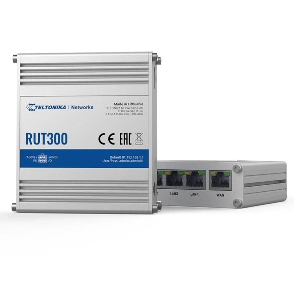 Teltonika RUT300 000100 Endüstriyel Ethernet Router, Sağlam Alüminyum Muhafaza, Teltonika Uzaktan Yönetim Sistemiyle Uyumlu, 5 x Hızlı Ethernet Portu... ürün görseli 1
