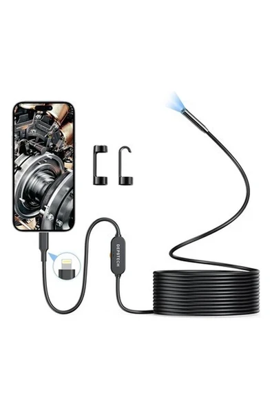 Depstech Işıklı Endoskop Kamerası - 5m Kablo 7 mm Ince Prob - Siyah ürün görseli 1