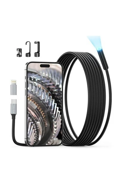 Teslong Usb-C Boroskop Muayene Kamerası, 8 LED Işıklı - 3 m Kablo - 8.5 mm ürün görseli 1