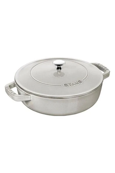 Staub Chistera Yağmur Efektli Kapaklı Döküm Tencere Beyaz 24Cm ürün görseli 1