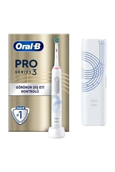 Oral-B Pro 3 Restage Beyaz Şarjlı Diş Fırçası + Seyahat Kabı ürün görseli 1