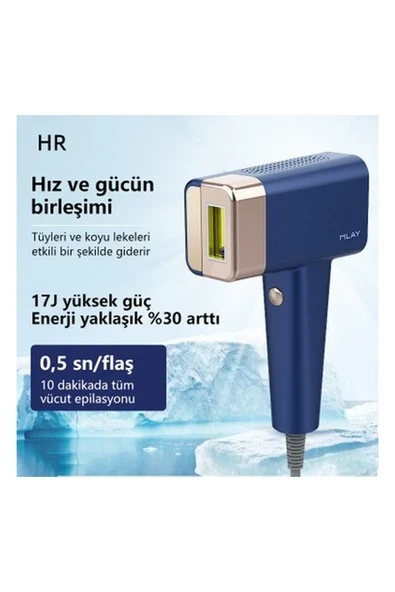 Mlay Lazer Epilasyon Cihazı 500.000 Flaş 3 Başlık Vücut Yüz Özel Bölge Bay Bayan Epilasyon Ultra Seri Atım ürün görseli 1