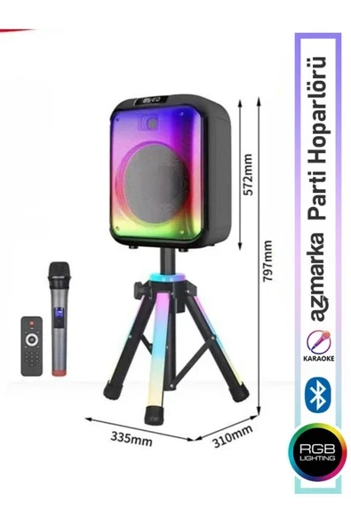 NDR -102B Siyah Rgb Ledli Dahili Mikrofon&kumanda Bluetooth Hoparlör Siyah ürün görseli 1