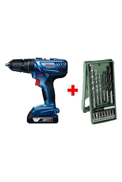 Bosch Gsb 180-LI 18V 2AH Darbeli Akülü Vidalama Şarjlı Matkap + 15 Parça Matkap Ucu ve Vidalama Ucu Seti ürün görseli 1