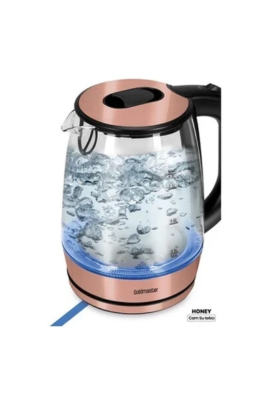 Pembe Cam Kettle, 2200W, 1.7l, Işıklı, Paslanmaz Çelik, Şık ve Kullanışlı ürün görseli 1