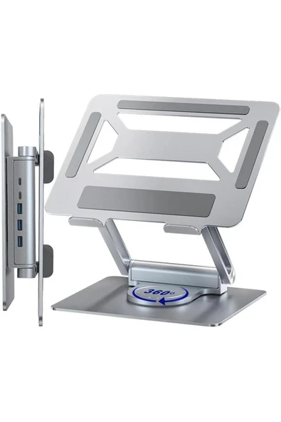 UmoTech 360° Döner Alüminyum Laptop Standı Ergonomik ve Portatif Tasarım USB Type-C Port Dayanıklı ve Sağlam ürün görseli 1