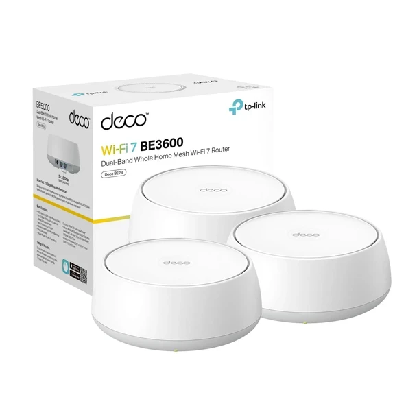 TP-Link Deco BE23 Çift Bantlı BE3600 WiFi 7 Mesh Wi-Fi Sistemi | 4 Akışlı 3,6 Gb/sn, 160 MHz | 6.500 Sq.Ft'ye kadar alanı kapsar | 2× 2.5G Bağlantı Noktaları Kablolu Ana Taşıyıcı | V... ürün görseli 1