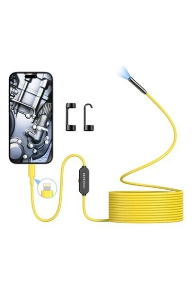 Depstech Işıklı Endoskop Kamerası - 5m Kablo 7 mm Ince Prob - Sarı ürün görseli 1