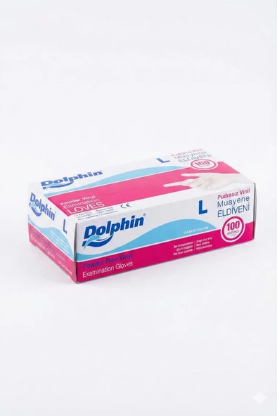 Dolphin Vinil Şeffaf Pudrasız Eldiven 100'lü Paket Large ürün görseli 1