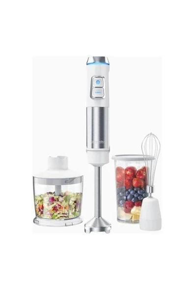 Arendo Mexo 1200W El Blenderi, Turbo Düğme, 4 Paslanmaz Çelik Bıçak, 3’ü 1 Arada Doğrayıcı ve Çırpıcı ürün görseli 1