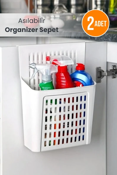 2 Adet - Dolap Kapağına Asılabilir Organizer Sepet ürün görseli 1