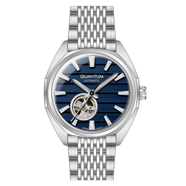 Quantum QMG1244.390 Otomatik Çelik Gri Lacivert Kadran 10 ATM 41 mm Erkek Kol Saati ürün görseli 1
