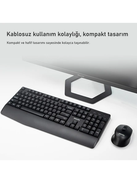 Philips SPT6348 Kablosuz Türkçe Q Klavye ve Mouse Seti - Resim 4