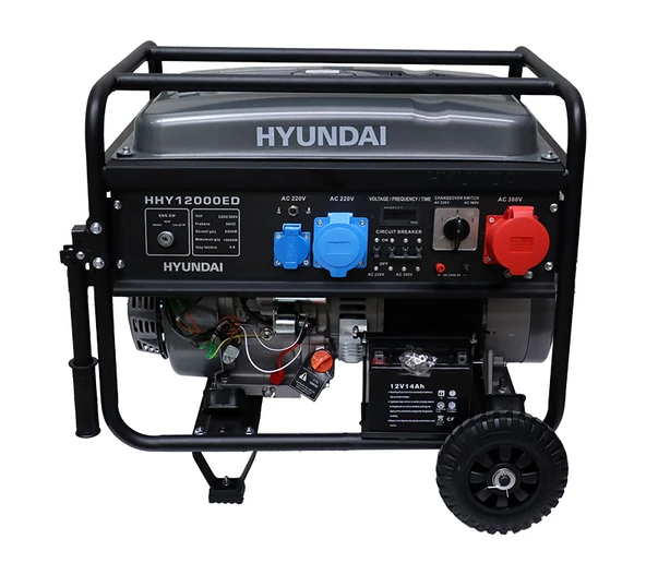 Hyundai HHY12000ED Dual Power Jeneratör 10 kW 220V/380V Marşlı 27L Bakır Sargı ürün görseli 1