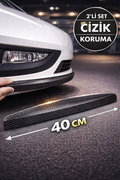 Siyah Karbon Desenli Tampon Koruyucu 40cm Siyah 2’li Set Çizik Önleyici Oto Aksesuar ürün görseli 1