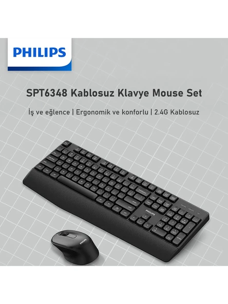 Philips SPT6348 Kablosuz Türkçe Q Klavye ve Mouse Seti - Resim 5