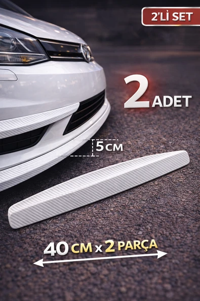 Beyaz Karbon Desenli Tampon Koruyucu 40cm 2’li Set Çizik Önleyici Oto Aksesuar ürün görseli 1