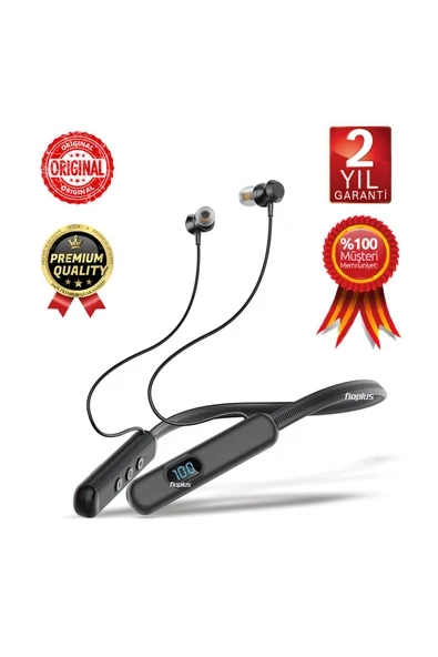 FP10 Sporcu Bluetooth Kulaklık 200 Saat Şarj Kapasiteli Lcd Şarj Göstergeli Boyun Bantlı Kulaklık ürün görseli 1