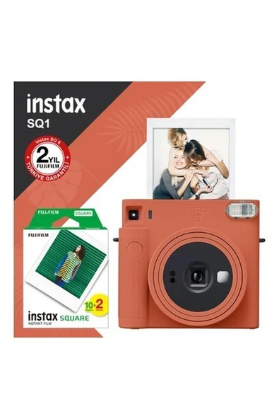 Instax Sq1 Terracotta Turuncu Fotoğraf Makinesi ve 20LI Kare Film ürün görseli 1