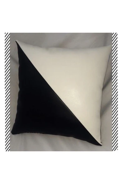 Siyah Beyaz Dekorlu Yastık Kılıfı Organic Cotton ürün görseli 1