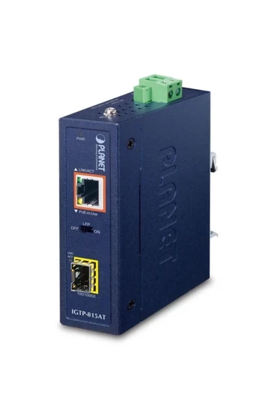 Industrial Compact 100/1000base-x To 10/100/1000base-t 802.3at Poe Media Converter Tdrtr ürün görseli 1