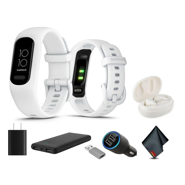 Garmin vívosmart 5, Fitness Tracker, Long-Lasting Battery, Simple Design, White Sche with USB Wall Şarj + Daha Fazla ürün görseli 1