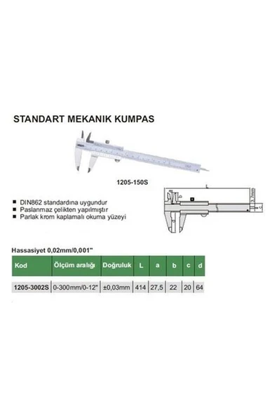 Insize Standart Mekanik Kumpas 1205-1502S ürün görseli 1