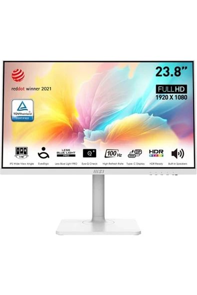 23.8\" FLAT IPS MODERN MD2412PW 1MS 100HZ HDMI USBC PIVOT MONİTÖR BEYAZ ürün görseli 1