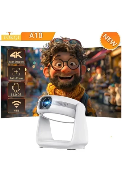 A10 akilli Android 11.0 1080P projektör ile 5G WiFi lamba tasinabilir projektörler 4K destek HD Vido ürün görseli 1
