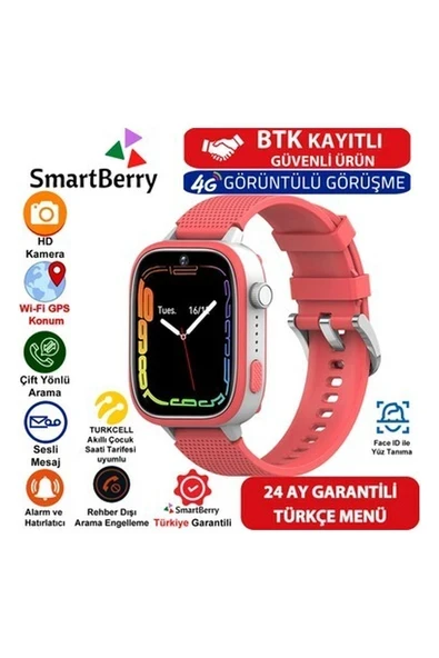 Z51 Görüntülü Görüşme Gps Wıfı Net Konum Gizli Dinleme Akıllı Çocuk Takip Saati Sim Kartlı - Kırmızı ürün görseli 1