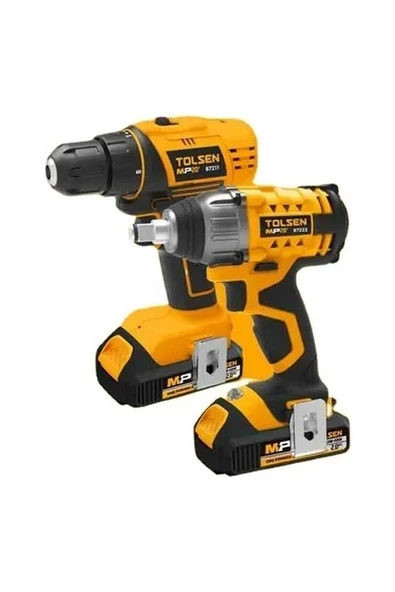 Tolsen 87240 Lithium - İON 2'li (Şarjlı Matkap + Şarjlı Somun Sökme 330NM + Vidalama Adaptörü) Set ürün görseli 1