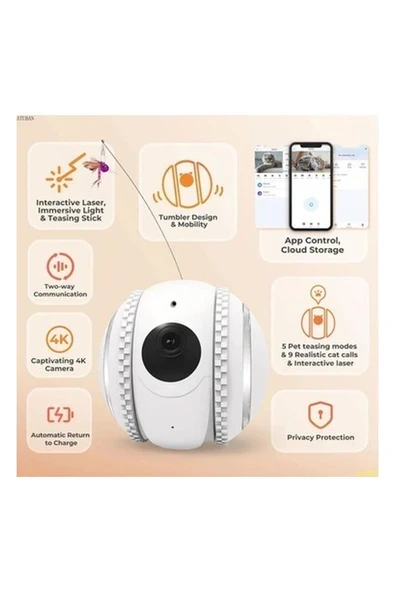 Kadraj Smart Pet Robot Kedi Köpek Kamerası - Evcil Hayvan Kamerası ürün görseli 1