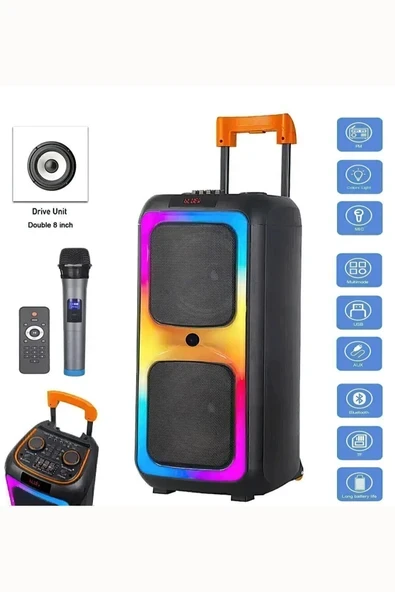 Ultra Güçlü Bluetooth Hoparlör Taşınabilir Renkli Işıklı Yüksek Ses Kalitesi ürün görseli 1