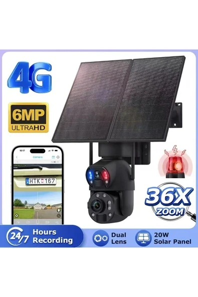 36xOptik Zoomlama, 20 Watt Güneş Panelli Sim Kartlı Güneş Enerjili Kamera ürün görseli 1