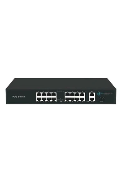 16port 200w FULL PoE 08ODS-16P2U-200 10/100 2X-UPLINK Yönetilemez Switch ürün görseli 1